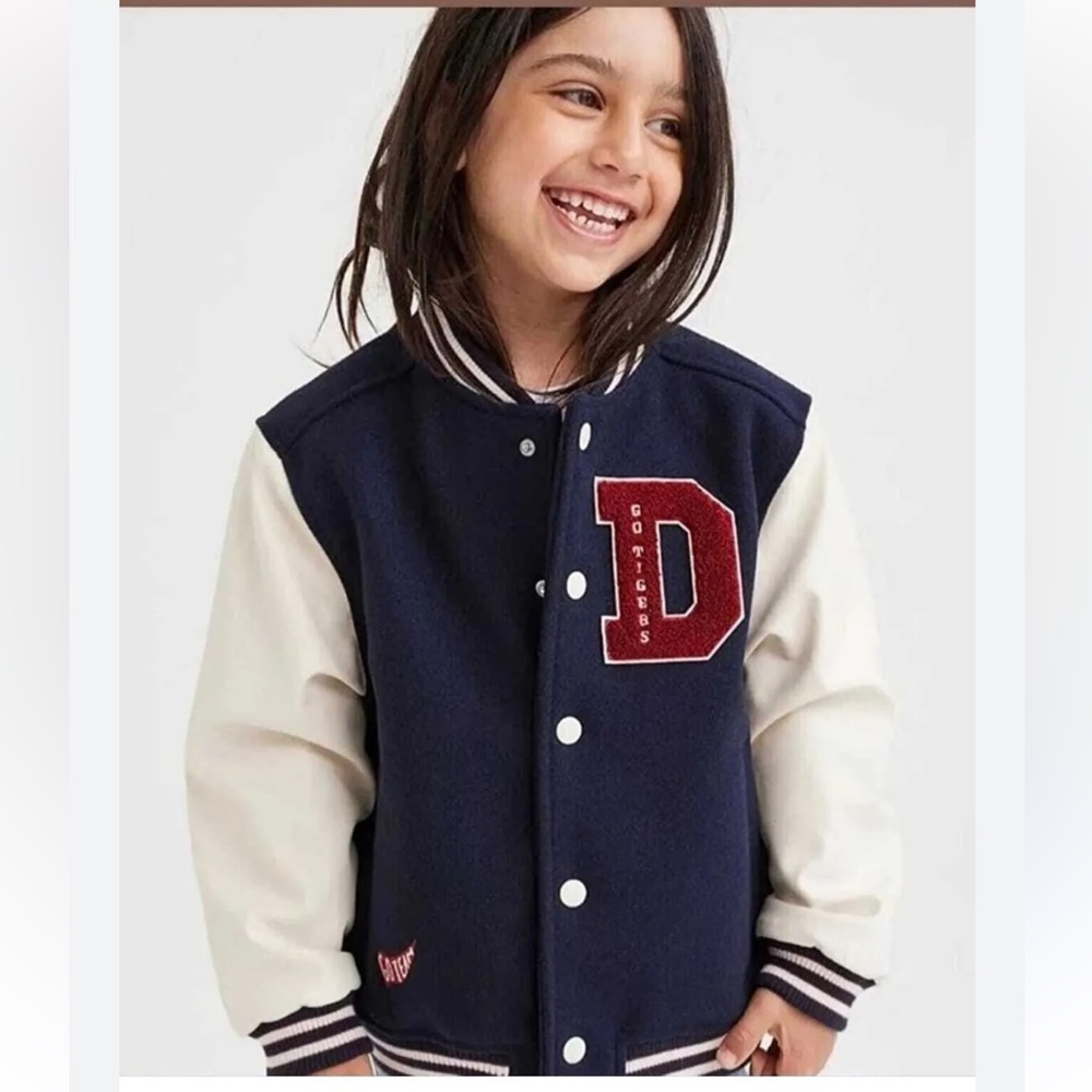 H&M Unisex Kids Bomber Jacket. Collage Jacket Patch Appliquéd Back Embroidery